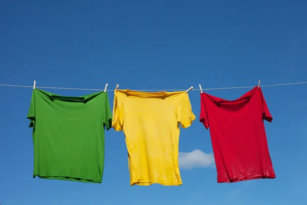 Shirts on clothesline. — Stock Photo, Image