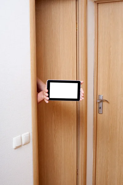 Hand und Tablet-PC. — Stockfoto