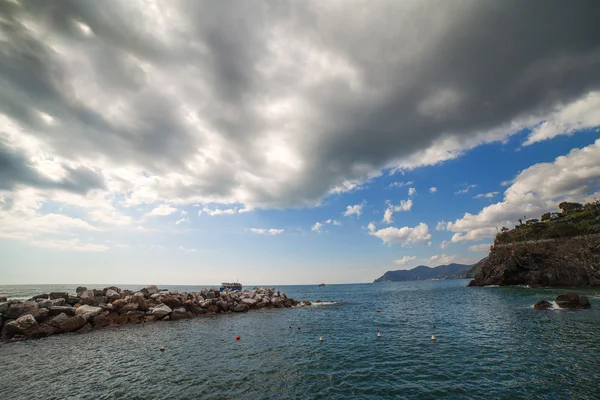 Costa del mar de Liguria en el pueblo de Manarola, Italia . — Foto de Stock