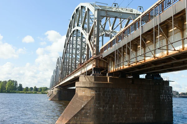 Riga railway bridge, Latvia. Stock Photo