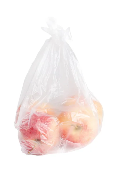 Manzanas en bolsa de plástico . — Foto de Stock