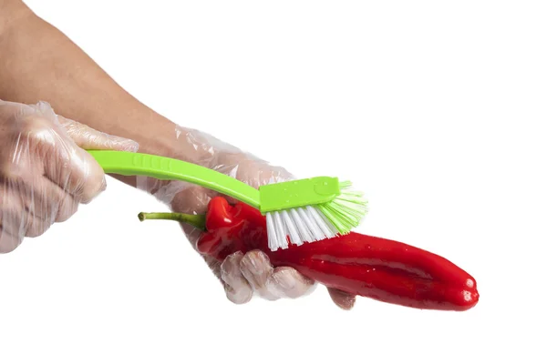 Washing of pepper. — Stock Photo, Image