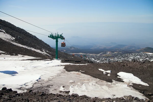 Cableway on Etna volcano, Sicily. Italiy. — Stock Photo, Image