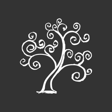 bir kara tahta üzerinde elle çizilmiş ağaç