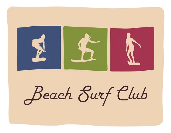 Pláž surf clubビーチ サーフィン クラブ — ストックベクタ