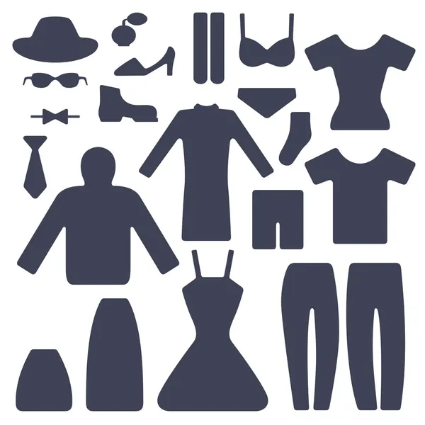 Conjunto de prendas de vestir masculinas y femeninas — Vector de stock