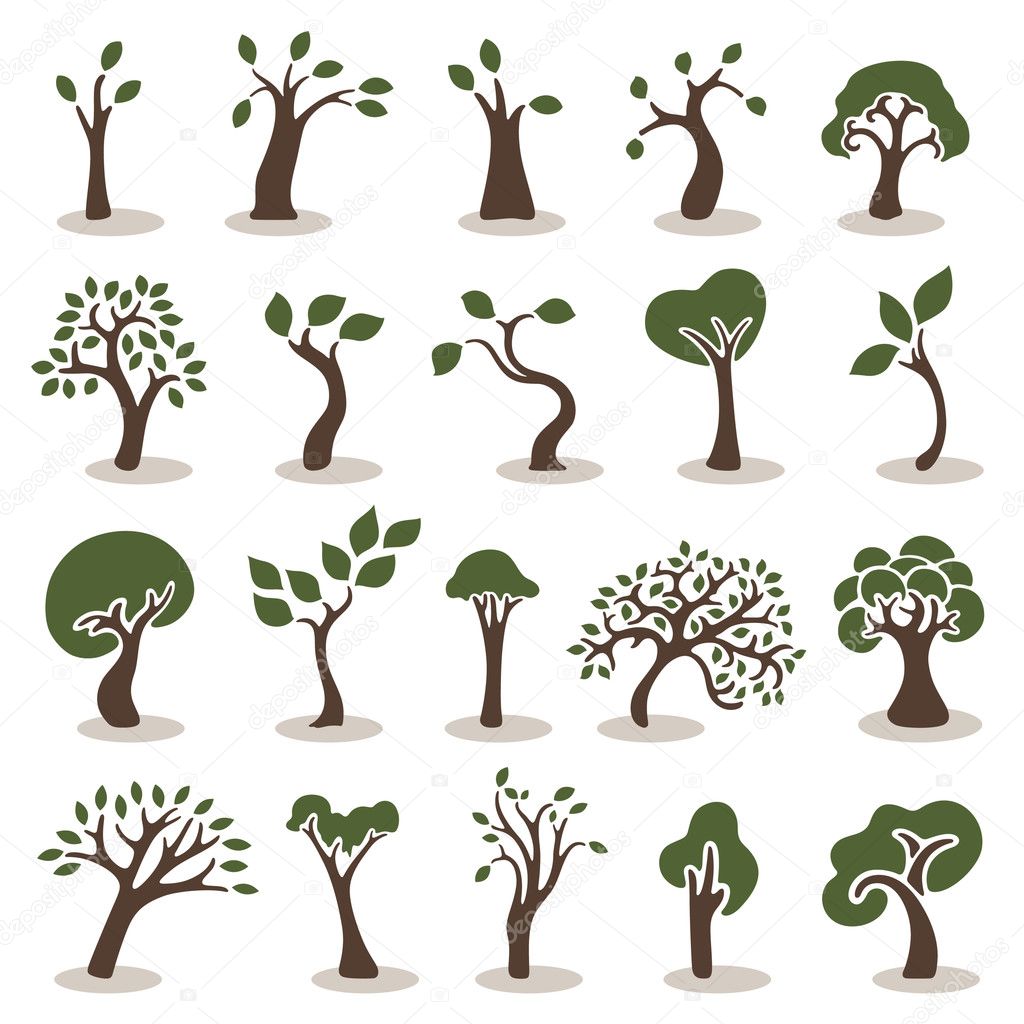 trees icons set