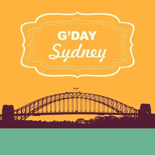 Ponte do Porto de Sydney. Ilustração vetorial estilo vintage — Vetor de Stock