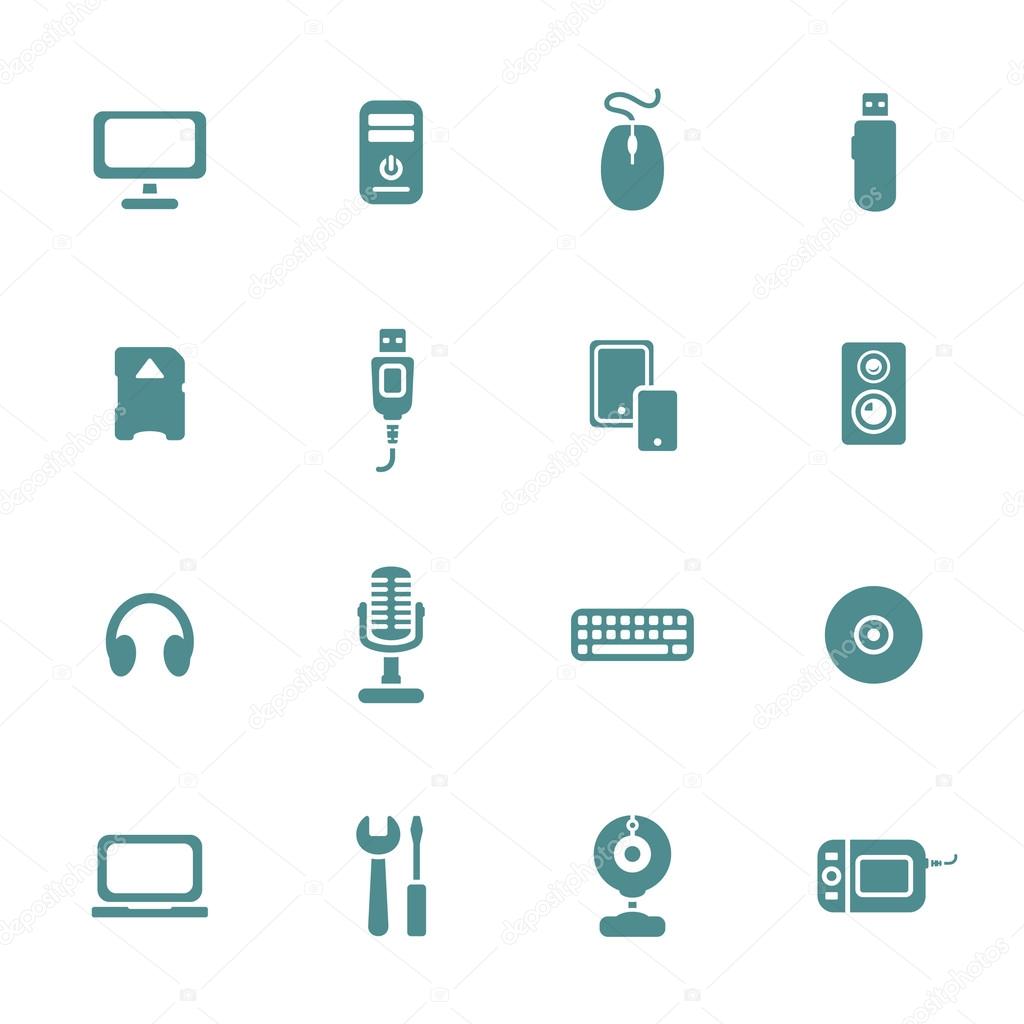 Computer devices theme icons set