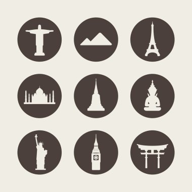 Dünya ünlü anıtlar Icons set