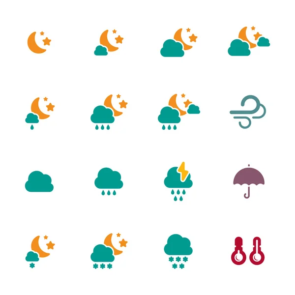 Weather night icons set — Stock Vector