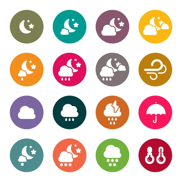 Weather night icons set — Stock Vector
