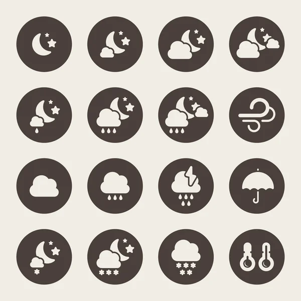 Weather night icons set — Stock Vector