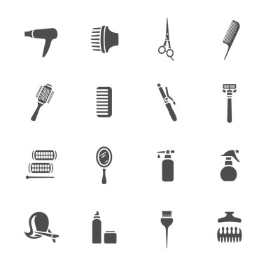 Hairdressing equipment icons