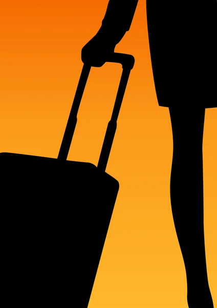 旅行袋的女人的身影 — 图库矢量图片