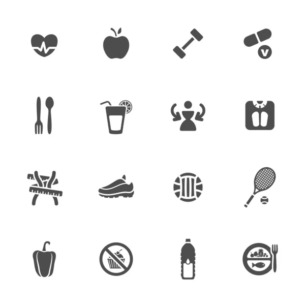 Conjunto de ícones de tema de dieta e fitness — Vetor de Stock