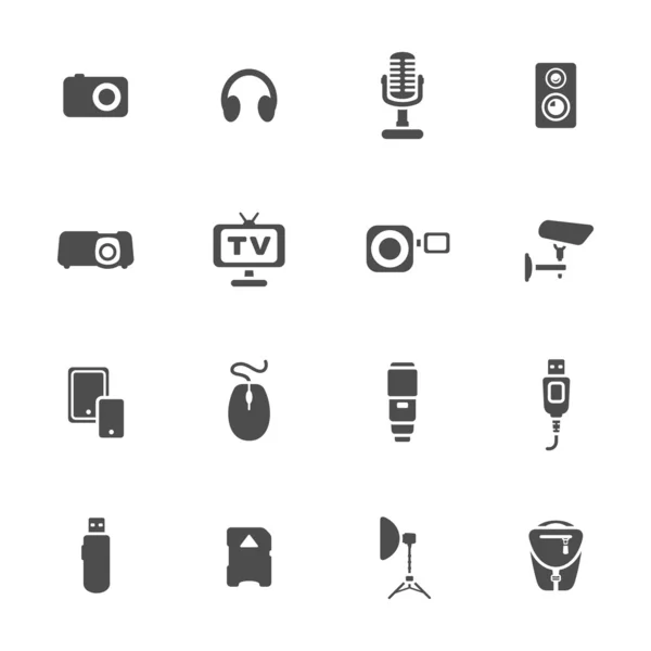 Fotoğraf ve diğer teknik cihazlar Icons set — Stok Vektör