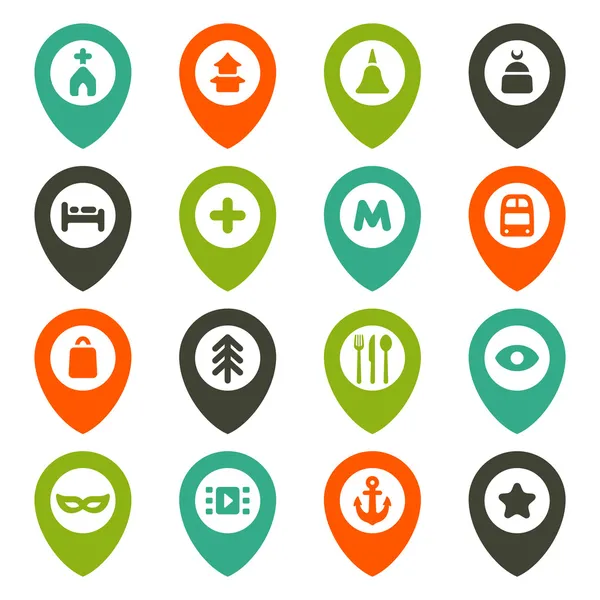 Map icons set — Stock Vector