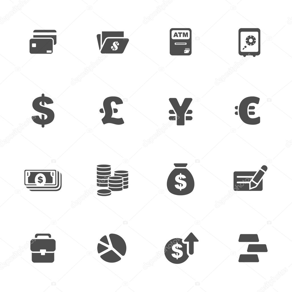 Finance and money theme icons set