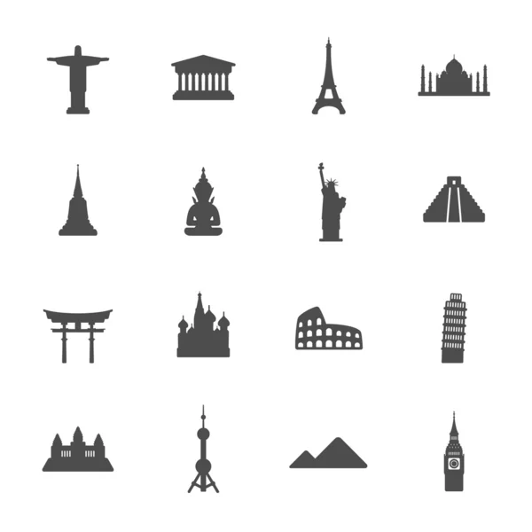 Travel landmarks icon set — Stock Vector