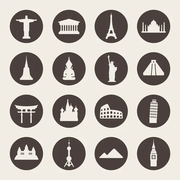 Travel landmarks icon set — Stock Vector