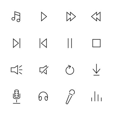 Minimalist müzik oyuncu simgeleri