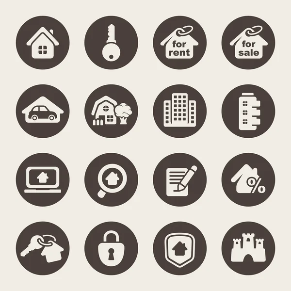 Iconos de tema inmobiliario — Vector de stock