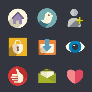 düz simgeler. sosyal medya.