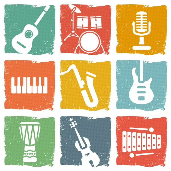 Instrumentos de música icono conjunto — Vector de stock