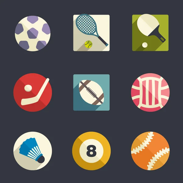 Sport theme flat icon set — Stock Vector