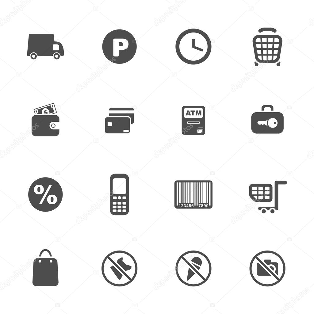 Supermarket services icon set