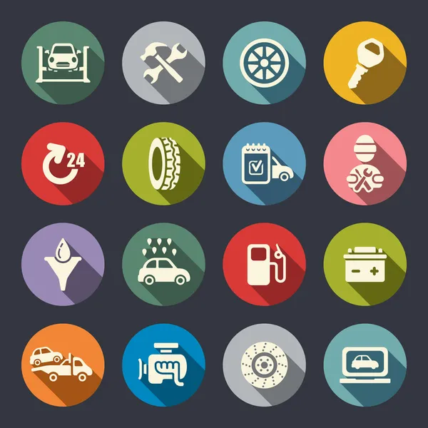 Conjunto de icono plano de servicio de coche — Vector de stock