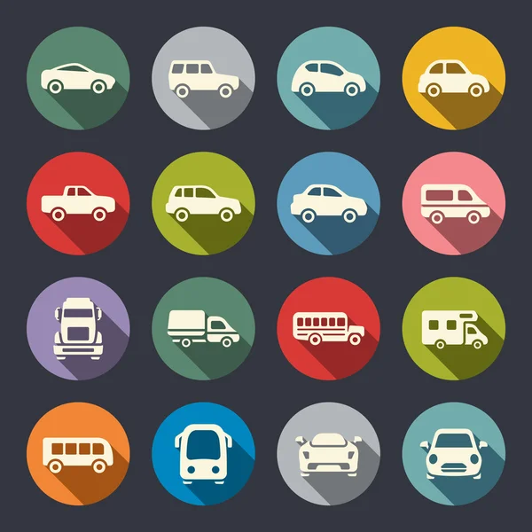 Conjunto de iconos plano coche — Vector de stock