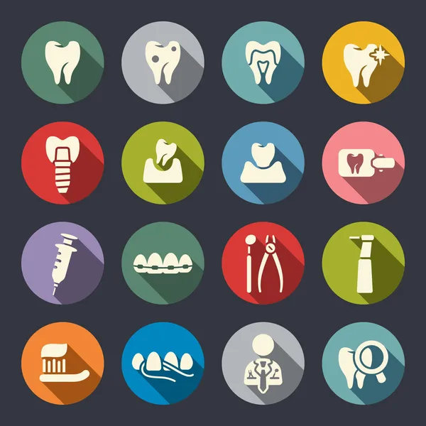 Dental theme flat icons — Stock Vector