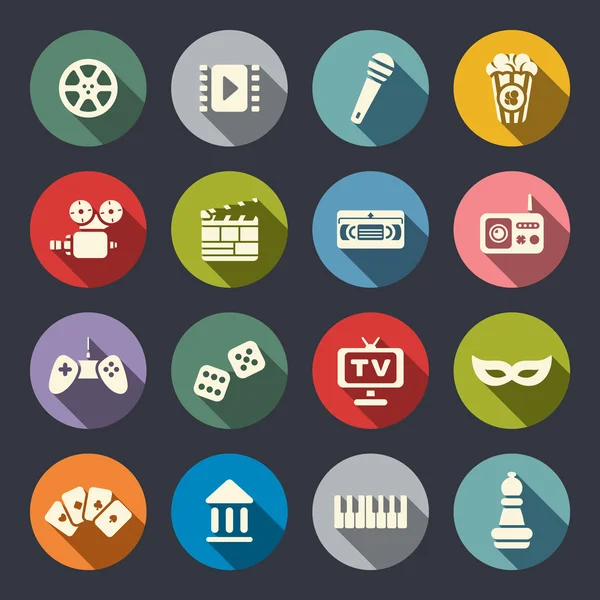 Conjunto de iconos planos multimedia — Vector de stock