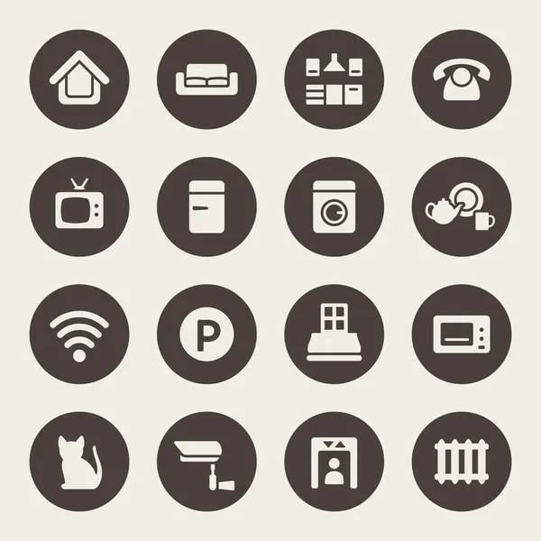 Inicio servicios de alquiler icono conjunto — Vector de stock