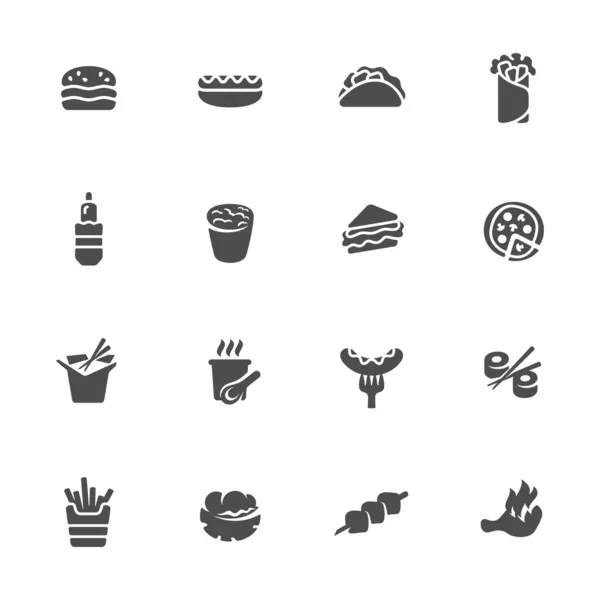 Набор иконок быстрого питания — стоковый вектор