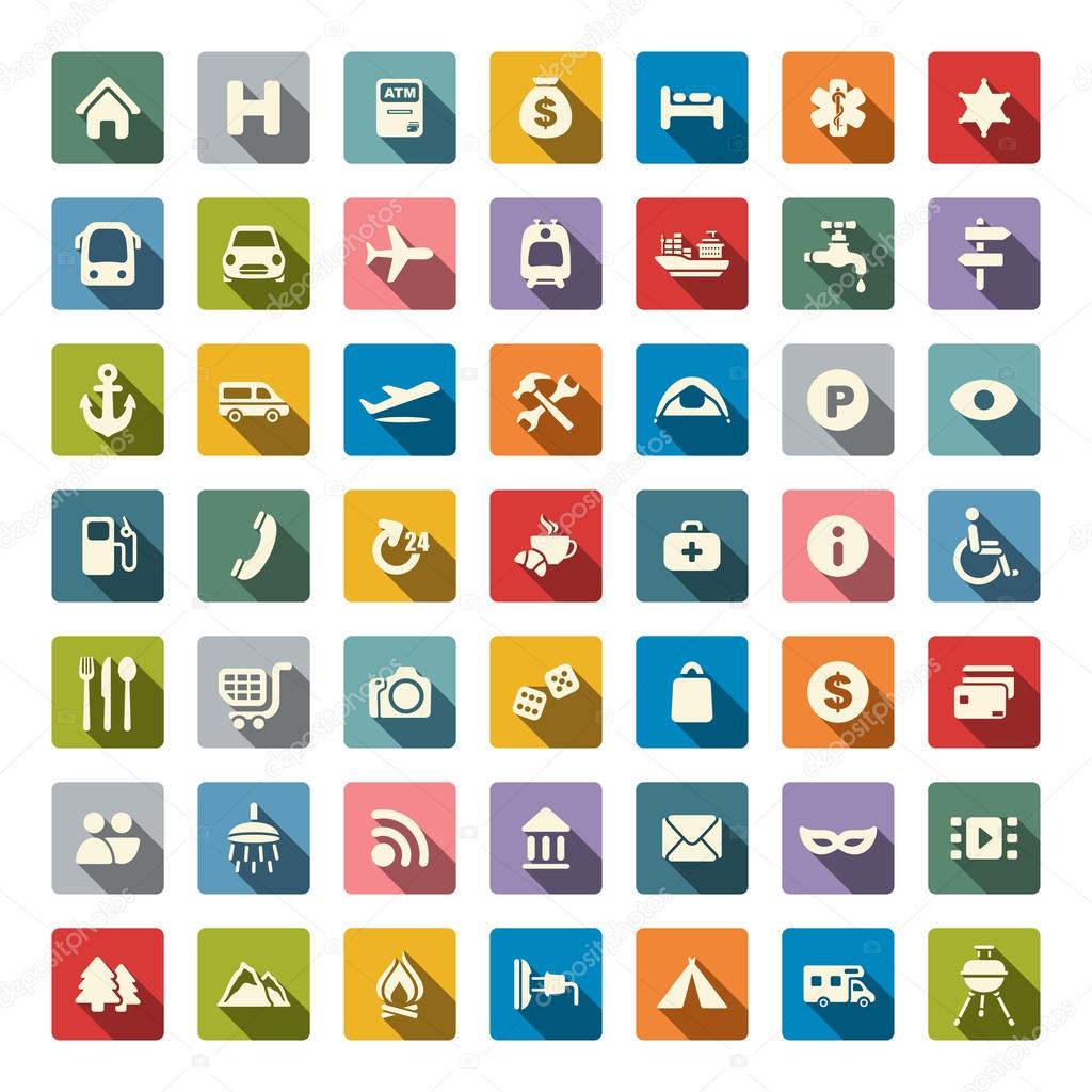 Travel map icons