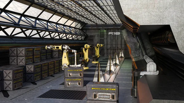 Gesmolten Science Fiction Reactor Interieur Scène Ruimteschip — Stockfoto