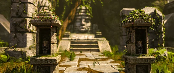 Rendered Mystic Ancient Aztec Ruins Royalty Free Stock Images