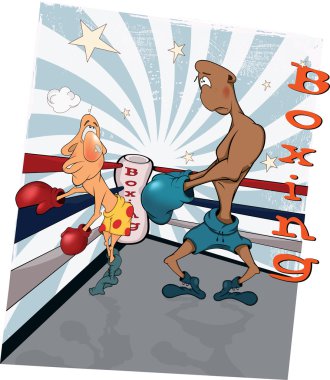 boksörler bir halka üzerinde. karikatür