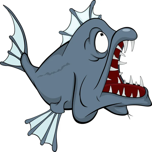 Deep water fish. Predator. Cartoon — Stock Vector