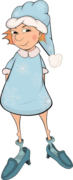 La fille en costume de flocon de neige du Nouvel An. Caricature — Image vectorielle