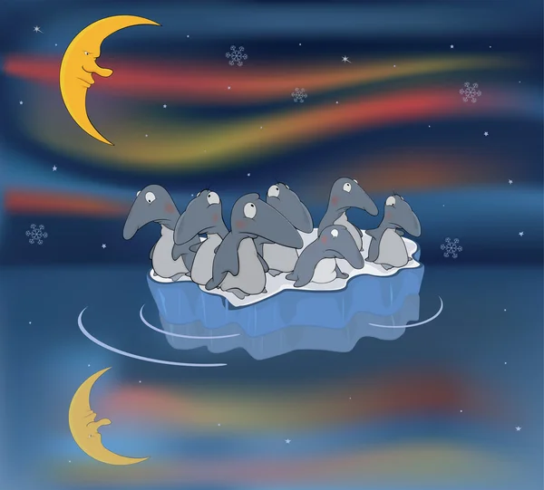 Penguins on an ice floe. Travel — Stock Vector