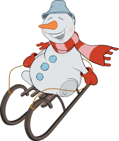 Christmas Snowball and sledge. Cartoon — Stock Vector