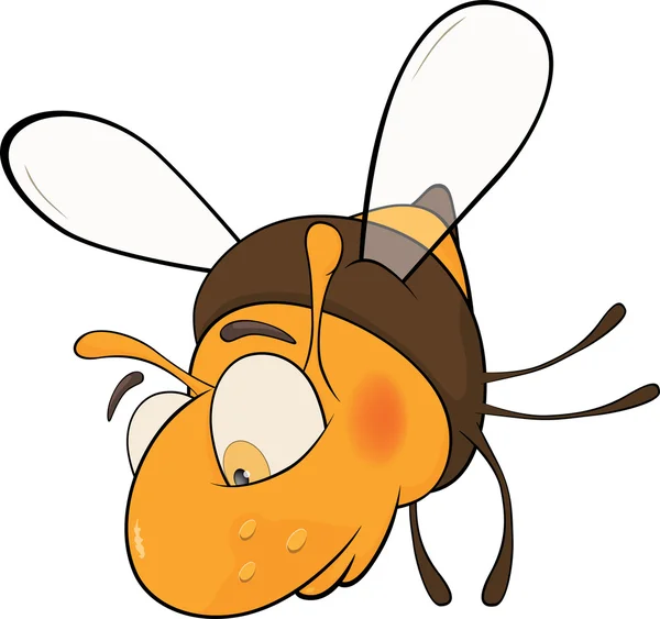 Sad bee. Cartoon — Stock Vector