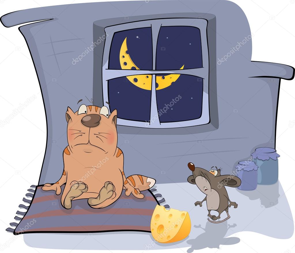 Sur Un Chat Et Une Souris Une Reunion Caricature Image Vectorielle Par Liusaart C Illustration