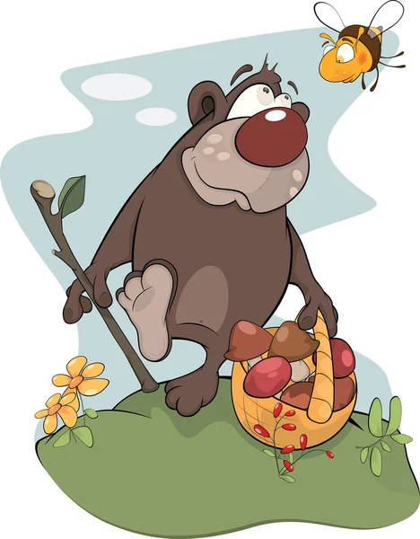Bear and bee. Cartoon — Stock Vector