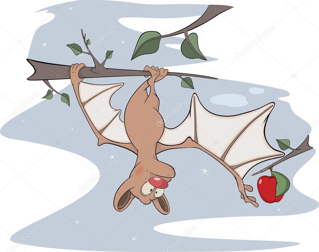 Little cheerful bat. Cartoon