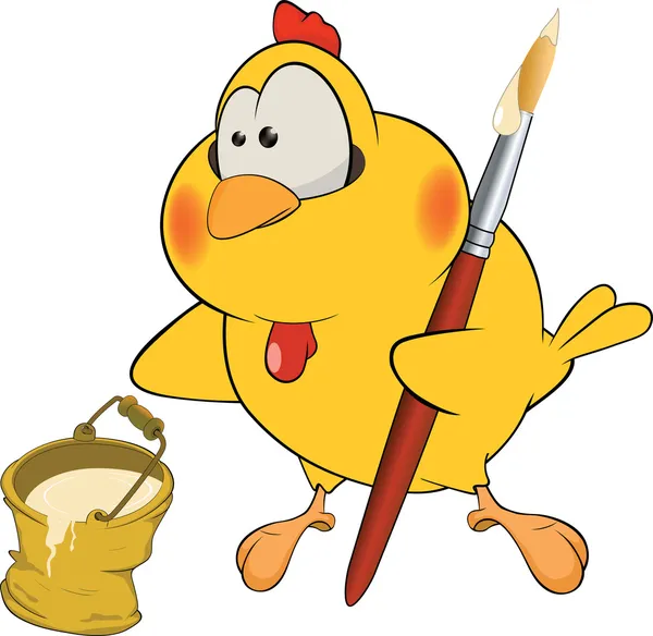 Kurczak kreskówka malarz — Wektor stockowy